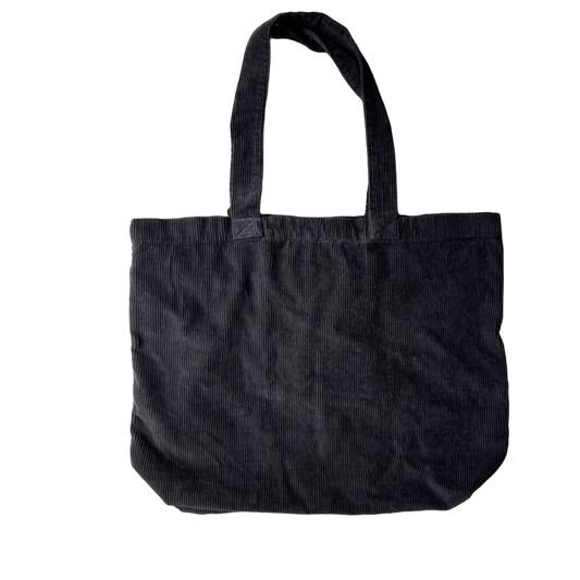 Black corduroy tote bag