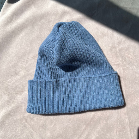 blue organic cotton beanie