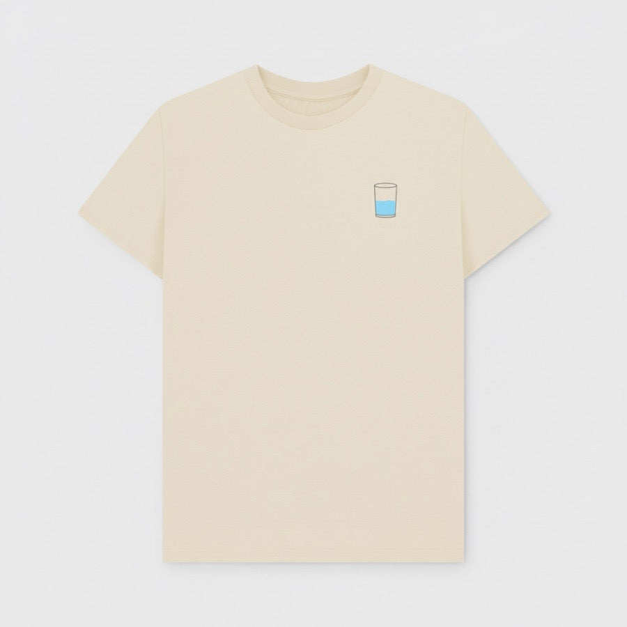 Beige t-shirt with a small graphic