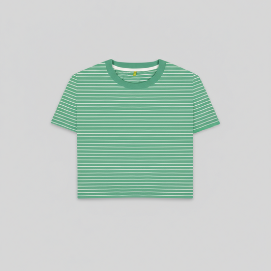 Women's Organic Cotton Striped Tee mint and white