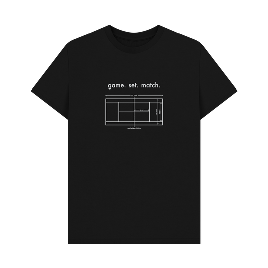 Black Organic Cotton Graphic Tee Tennis Court