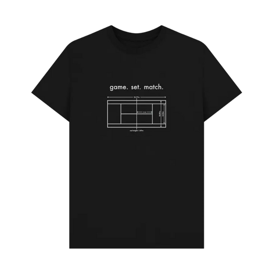 Black Organic Cotton Graphic Tee Tennis Court