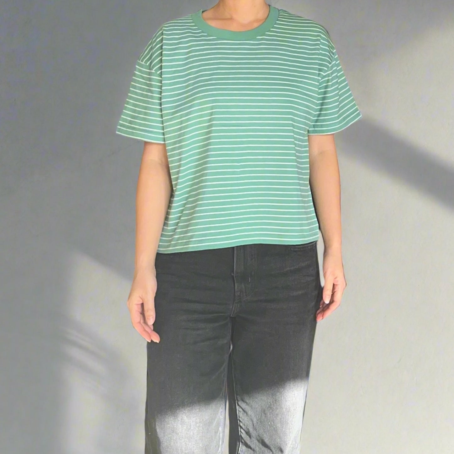 Women's Organic Cotton Striped Tee - Mint