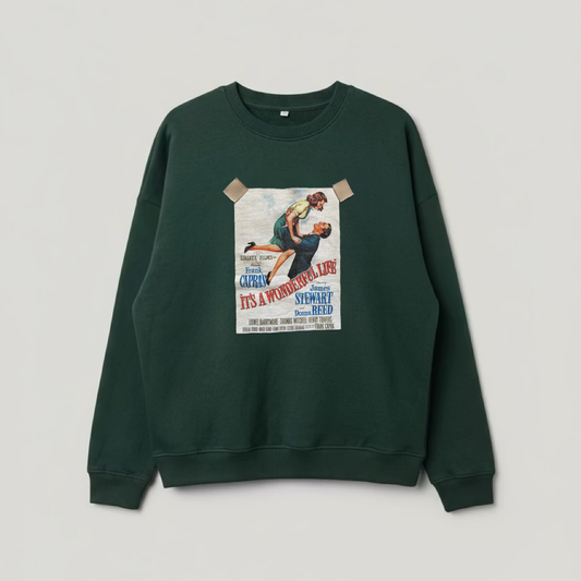 Evergreen sweatshirt with graphic print featuring the poster of the film It's a Wonderful Life
