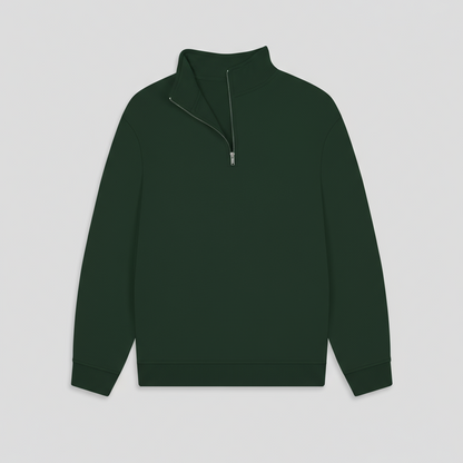 organic cotton evergreen quarter zip product photo
