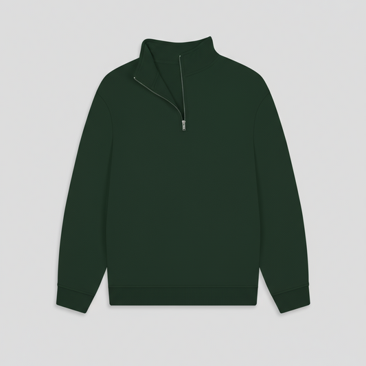 organic cotton evergreen quarter zip product photo