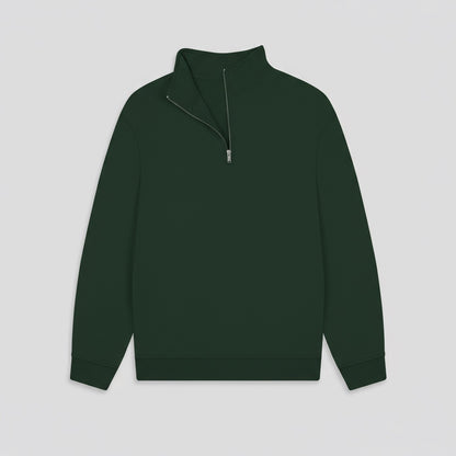 Green half-zip sweatshirt on a light gray background