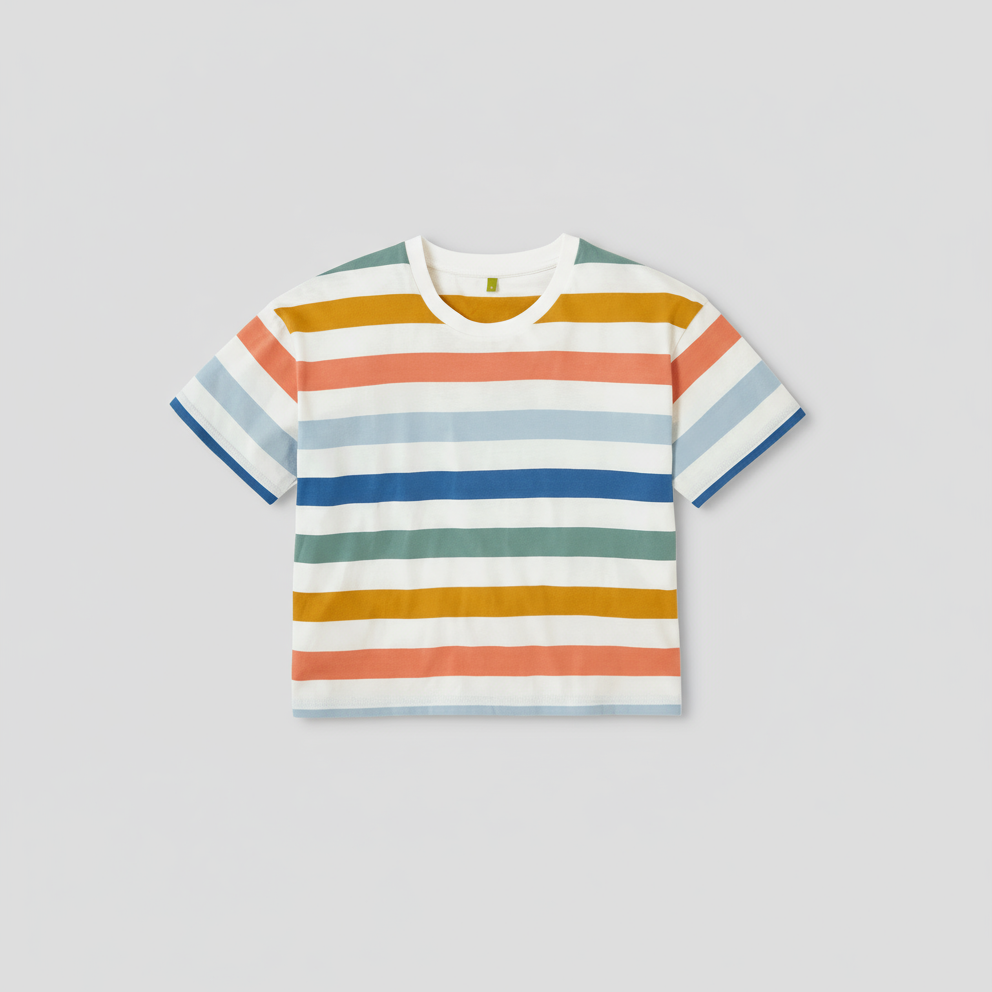 Multicolour Stripes Printed T-shirt Front