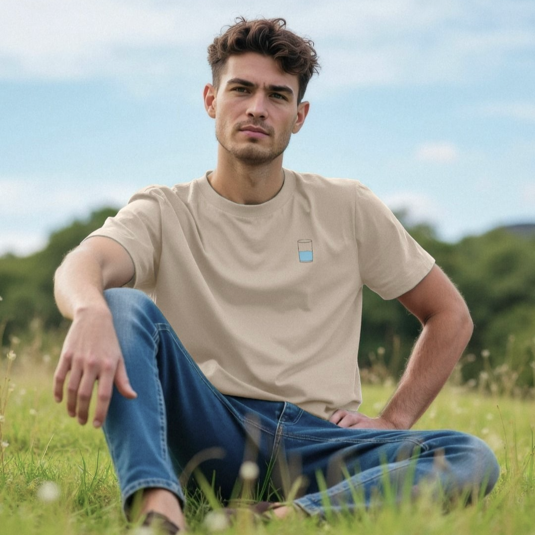 Men's Organic Cotton Half Full Glass Tee