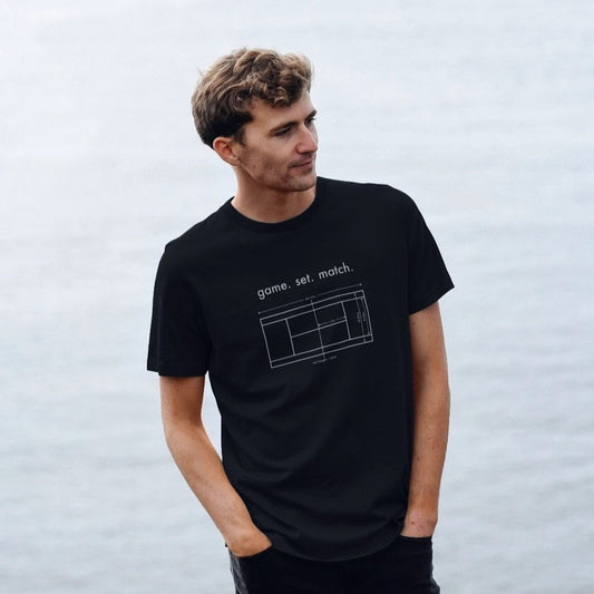 Organic cotton tee tennis court