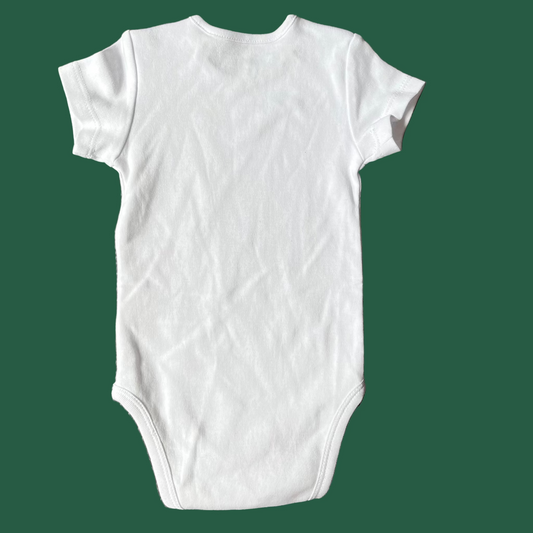 White baby onesie bak side
