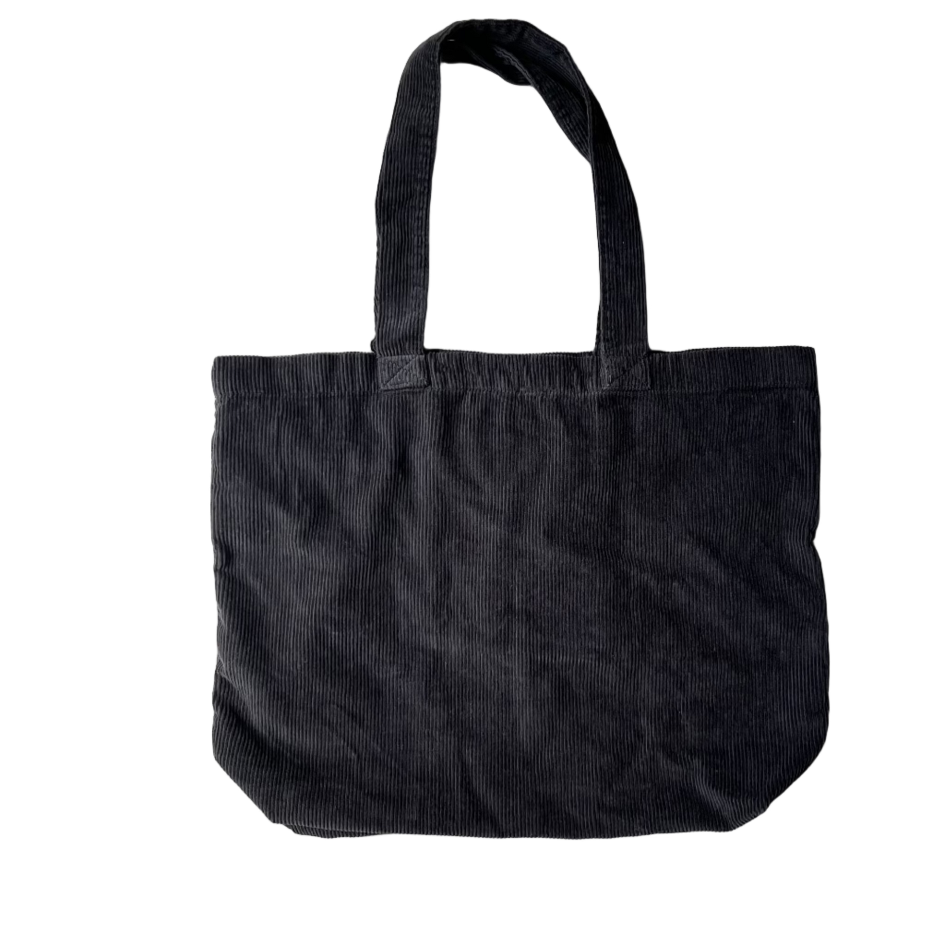 Black corduroy tote bag
