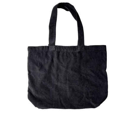 Black corduroy tote bag