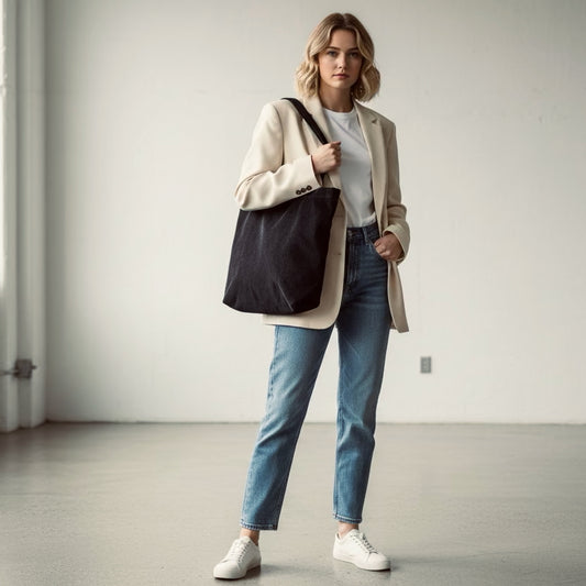 Plain Organic Cotton Corduroy Tote Bag