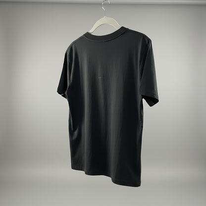 dark gray t-shirt on a hanger