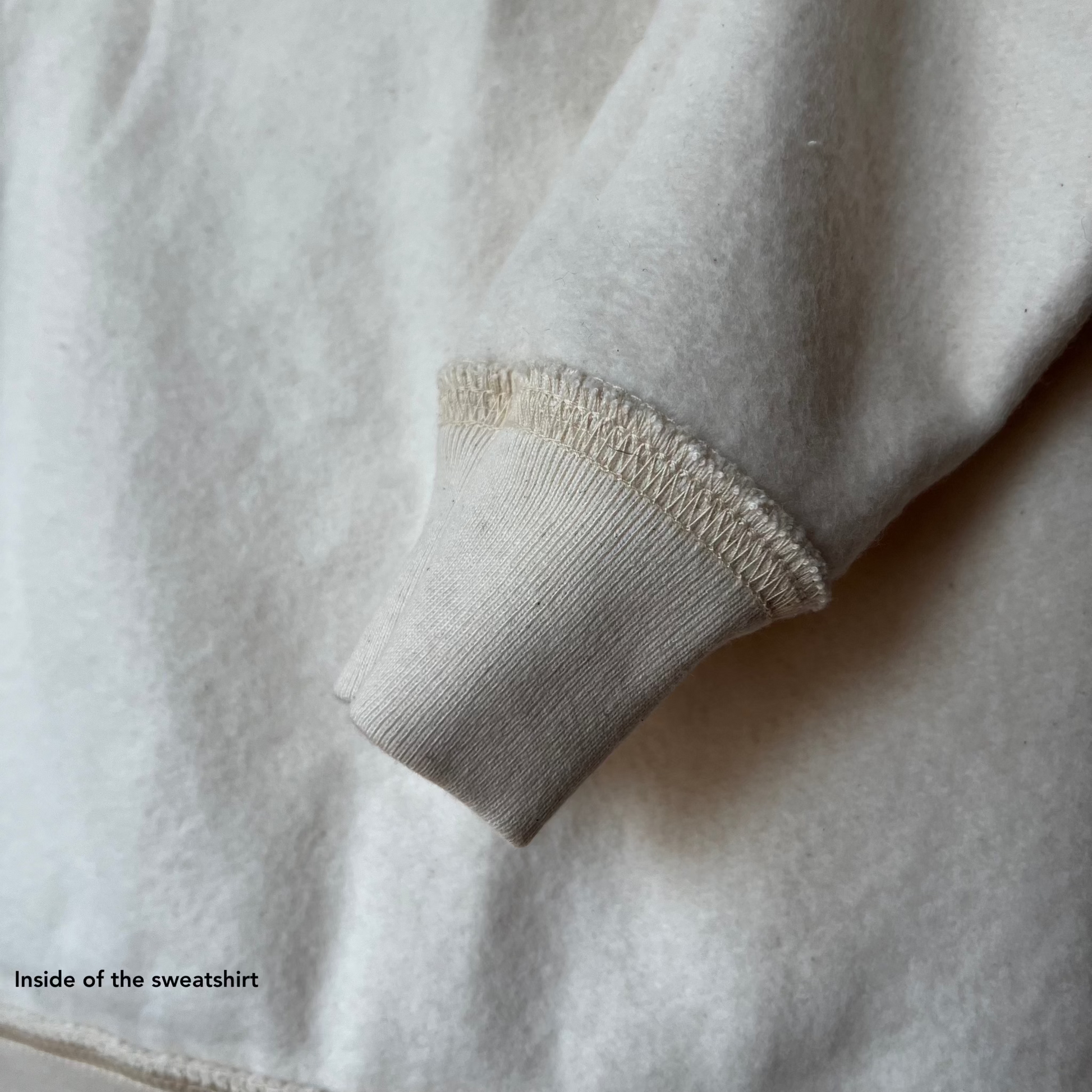 inside of a cream fleece