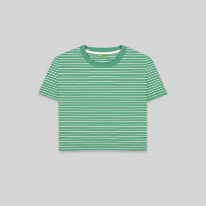 Women's Organic Cotton Striped Tee mint and white