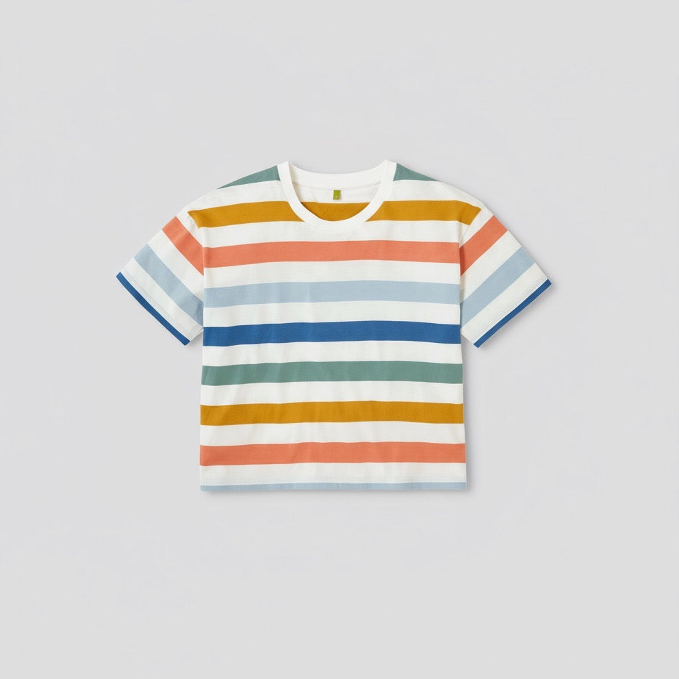 multicolor striped boxy t-shirt product photo
