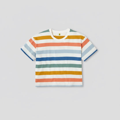 multicolor striped boxy t-shirt product photo