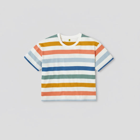 multicolor striped boxy t-shirt product photo