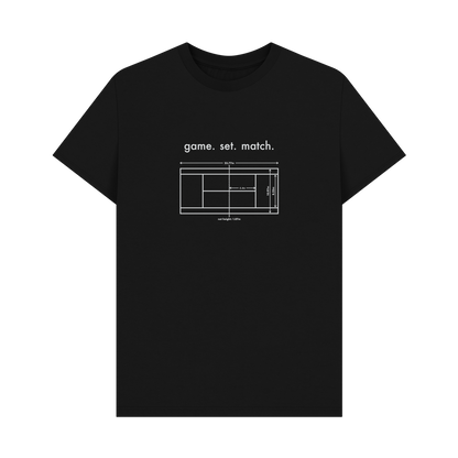 Black Organic Cotton Graphic Tee Tennis Court