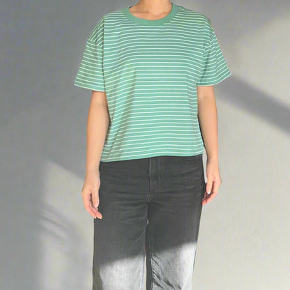 Women's Organic Cotton Striped Tee - Mint